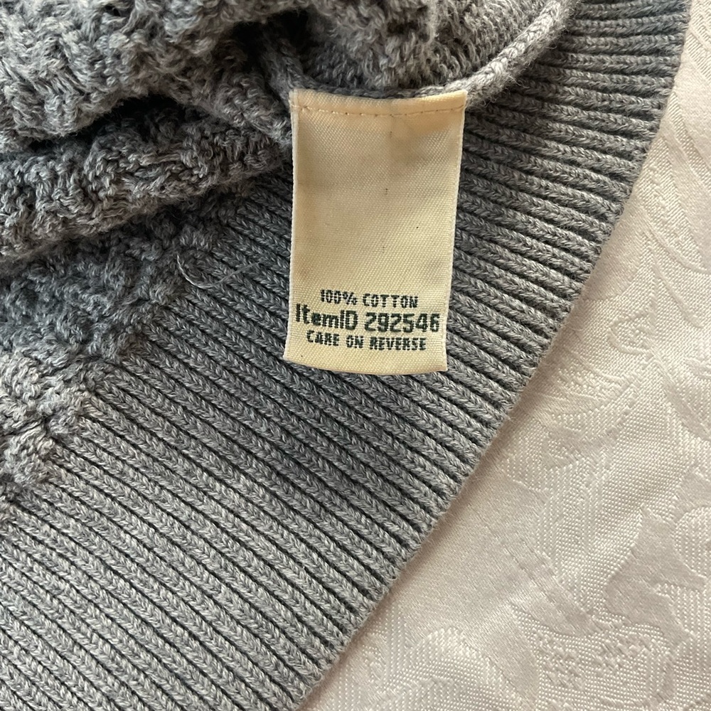 LL Bean Women Sweater Size Xsmall Cotton Long Sleeve Pullover Basket Weave Gray - Picture 8 of 10